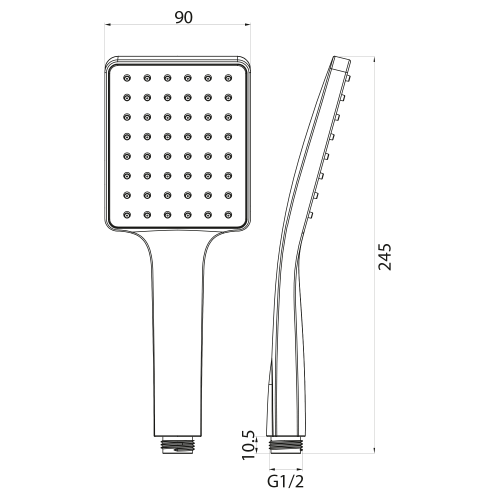 Rączka prysznicowa 245 mm złoty mat SK779GB Sapho rysunek techniczny