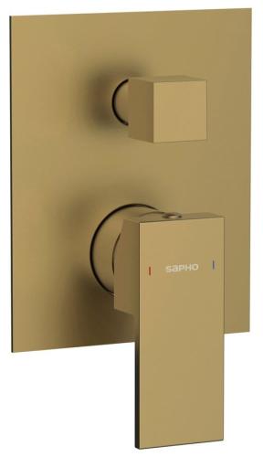 Bateria prysznicowa podtynkowa 2 wyjścia złoty mat CUBEMIX CM042GB Sapho