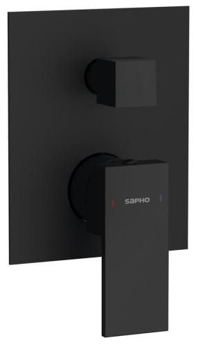 Bateria prysznicowa podtynkowa 2 wyjścia czarny mat CUBEMIX CM042B Sapho