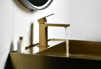 Bateria umywalkowa stojąca złoty mat CUBEMIX CM002GB Sapho wizualizacja