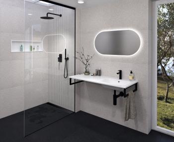 Umywalka kompozytowa prawa 110 x 51,5 cm ARECA AC101R Sapho wizualizacja