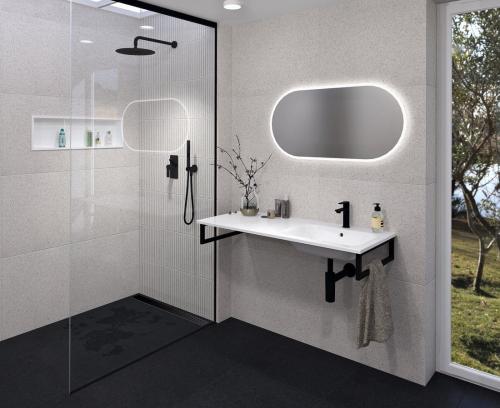 Umywalka kompozytowa prawa 110 x 51,5 cm ARECA AC101R Sapho wizualizacja