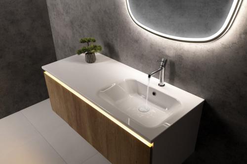 Umywalka kompozytowa prawa 110 x 51,5 cm ARECA AC101R Sapho z szafką