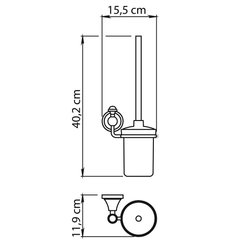 Szczotka do WC ceramika/chrom NEVIS NV330313 Gedy  rysunek techniczny