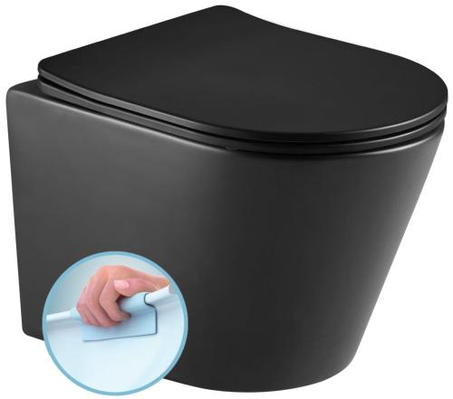Miska WC podwieszana czarny mat RIMLESS 36 x 53 cm PACO PZ1012WRB Sapho