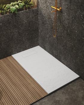 Brodzik prysznicowy prostokątny kompozytowy 160 x 90 cm biały ELEA PEL16090 GELCO aranżacja