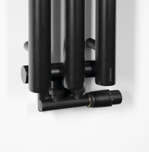 Grzejnik łazienkowy 196 x 1800 mm czarny mat z wieszaczkami 
 464 W PILON IZ128T Sapho podłączenie