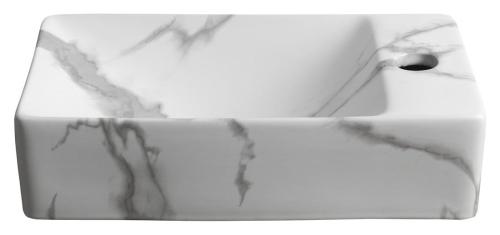 Umywalka ceramiczna 38 x 22 cm carrara prawa MARGITHA MGT38217 Sapho bok