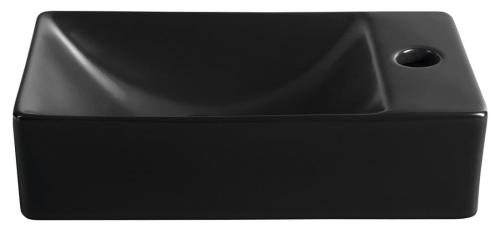 Umywalka ceramiczna 38 x 22 cm czarny mat prawa MARGITHA MGT3822B Sapho bok