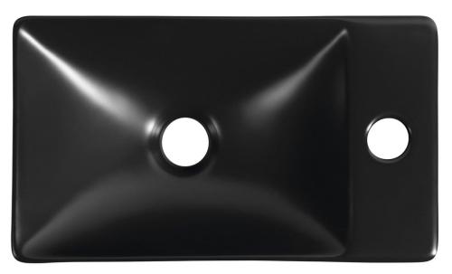 Umywalka ceramiczna 38 x 22 cm czarny mat prawa MARGITHA MGT3822B Sapho z góry