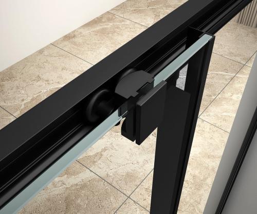 ARLETA Kabina prysznicowa narożna półokrągła 90x90x185 cm profil czarny mat szkło czyste BLS900 Aqualine rolki