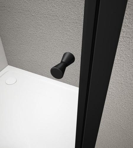 ARLETA Kabina prysznicowa narożna półokrągła 90x90x185 cm profil czarny mat szkło czyste BLS900 Aqualine drzwi