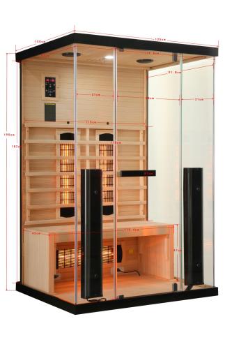 2 osobowa sauna na podczerwień BILLUND 2A 125 x 100 x 190 cm SB40125 Sanotechnik wymiary