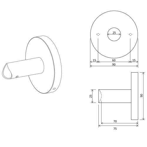 Adapter do bezpośredniego połączenia kabla złoty mat ER150 Sapho rysunek techniczny
