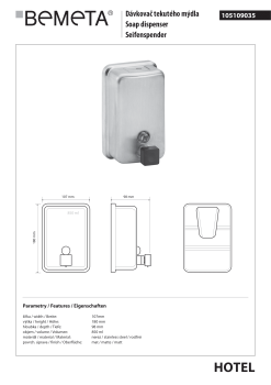 Dozownik do mydła 850 ml stal nierdzewna mat 105109035 Bemeta wymiary i rysunek techniczny
