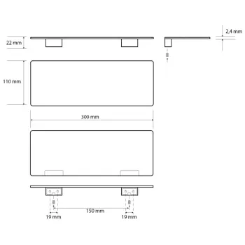 Półka metalowa 30 cm ORGANIC BLACK 167102370 Bemeta wymiary i rysunek techniczny