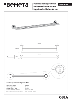 Wieszak podwójny na ręczniki 60 cm chrom OBLA 165204052 Bemeta wymiary i rysunek techniczny
