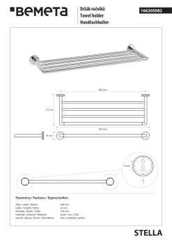 Wieszak poczwórny na ręczniki 60 cm chrom STELLA 166205082 Bemeta wymiary i rysunek techniczny