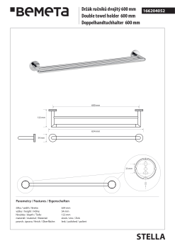 Wieszak podwójny na ręczniki 60 cm chrom STELLA 166204052 Bemeta wymiary i rysunek techniczny