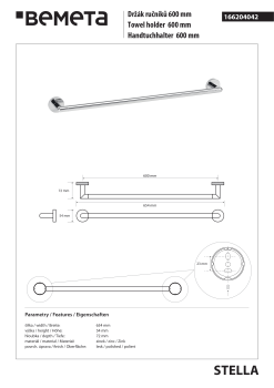 Wieszak na ręczniki 60 cm chrom STELLA 166204042 Bemeta wymiary i rysunek techniczny
