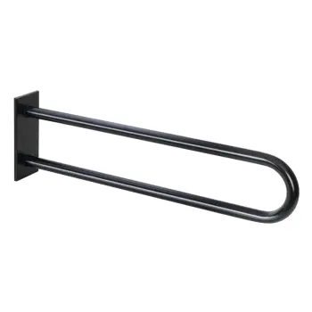 Poręcz łazienkowa w kształcie U 813 mm z kołnierzem osłonowym czarna 301707460 Bemeta