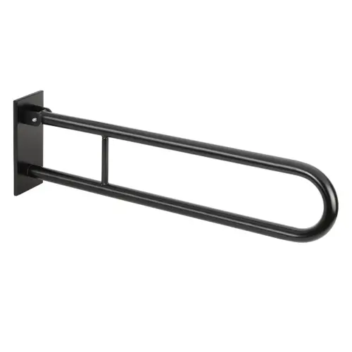 Poręcz łazienkowa składana w kształcie U 813 mm z kołnierzem osłonowym czarna 301607470 Bemeta