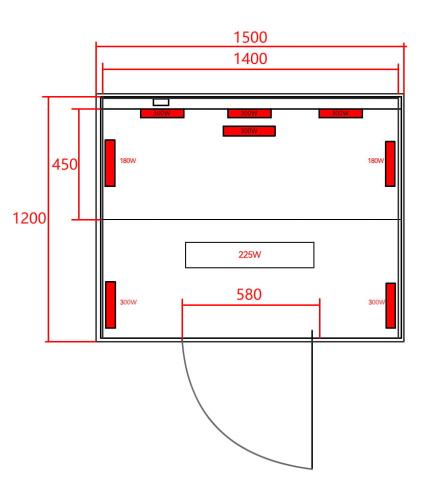 3 osobowa sauna na podczerwień OPEN 150 x 120 x 200 cm J20150 Sanotechnik rysunek