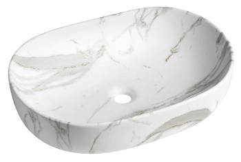 Umywalka ceramiczna nablatowa 60 x 42 x 14 cm bianco carrara CA590BC Sapho