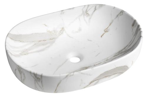 Umywalka ceramiczna nablatowa 60 x 42 x 14 cm bianco carrara CA590BC Sapho