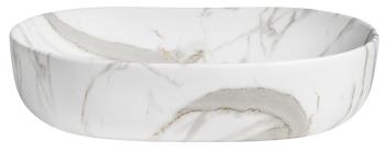 Umywalka ceramiczna nablatowa 60 x 42 x 14 cm bianco carrara CA590BC Sapho bok