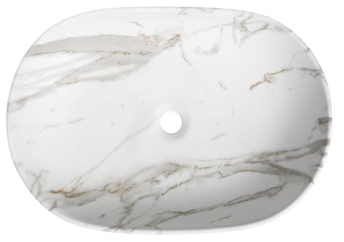 Umywalka ceramiczna nablatowa 60 x 42 x 14 cm bianco carrara CA590BC Sapho z góry