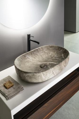 Umywalka ceramiczna nablatowa 60 x 42 x 14 cm breccia marmor CA590BM Sapho wizualizacja