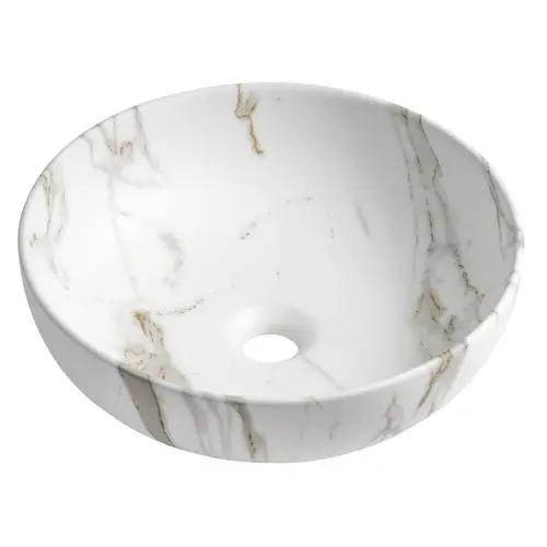Umywalka ceramiczna nablatowa 41 x 14 cm bianco carrara RONDANE AR435BC Sapho