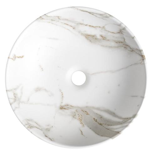 Umywalka ceramiczna nablatowa 41 x 14 cm bianco carrara RONDANE AR435BC Sapho z góry