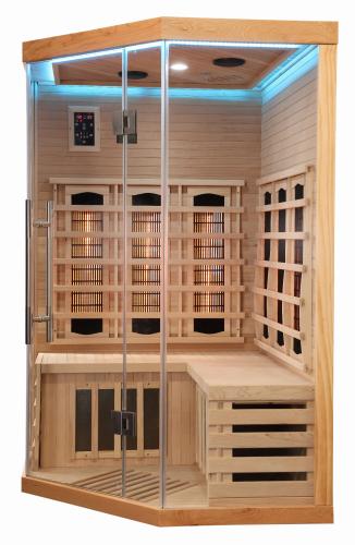 2 osobowa sauna na podczerwień SUPREME 120 x 120 x 190 cm SB80120 SANOTECHNIK Niebieskie światło