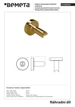 Adapter do bezpośredniego połączenia kabla do grzejnika elektrycznego chrom złoty 131567816 Bemeta wymiary