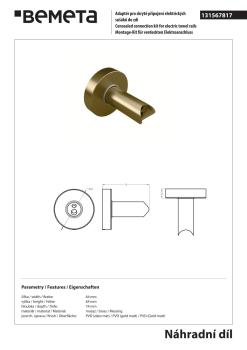 Adapter do bezpośredniego połączenia kabla do grzejnika elektrycznego chrom złoty mat 131567817 Bemeta wymiary