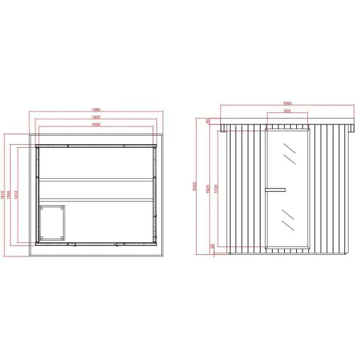 4 - 6 osobowa sauna Fińska i na podczerwień zewnętrzna ogrodowa 198 x 181,5 x 202,2 cm LAHTI F30200 Sanotechnik wymiary