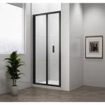 Czarne drzwi prysznicowe do wnęki składane 90 x 190 cm szkło czyste EASY BLACK EL1990B Polysan