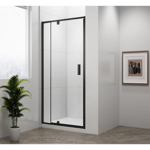 Czarne drzwi prysznicowe do wnęki obrotowe 880 - 1020 mm szkło czyste EASY BLACK EL1715B Polysan