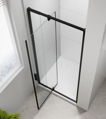 Czarne drzwi prysznicowe do wnęki obrotowe 88 - 102 x 190 cm szkło czyste EASY BLACK EL1715B Polysan z góry