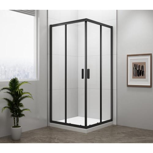 Czarna kabina prysznicowa narożna kwadratowa 90 x 90 x 190 cm EASY BLACK EL5115B Polysan
