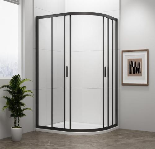 Czarna kabina prysznicowa półokrągła narożna 120 x 90 x 190 cm EASY BLACK EL2715B Polysan  złożona