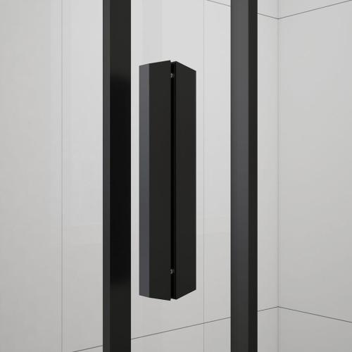 Czarna kabina prysznicowa półokrągła narożna 120 x 90 x 190 cm EASY BLACK EL2715B Polysan uchwyt