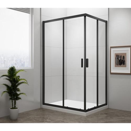 Czarna kabina prysznicowa prostokątna narożna 90 x 80 x 190 cm EASY BLACK EL5315B Polysan