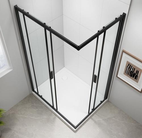 Czarna kabina prysznicowa prostokątna narożna 90 x 80 x 190 cm EASY BLACK EL5315B Polysan z góry