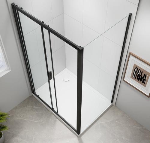 Czarna kabina prysznicowa prostokątna 100 x 70 x 190 cm drzwi przesuwne wariant L / P EASY BLACK EL1015B-01 Polysan z góry