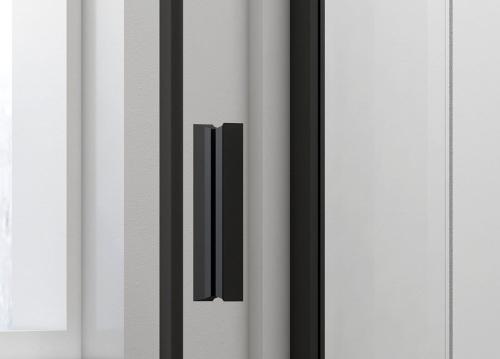 Czarna kabina prysznicowa prostokątna 80 - 90 x 70 x 190 cm drzwi obrotowe L / P szkło czyste EASY BLACK EL1615B-01 Polysan uchwyt