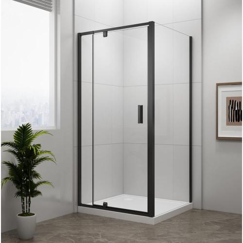 Czarna kabina prysznicowa prostokątna 90 - 100 x 70 x 190 cm drzwi obrotowe L/P szkło czyste EASY BLACK EL1715B-01 Polysan