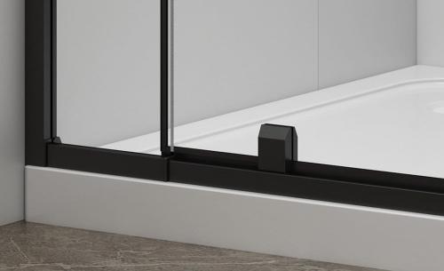 Czarna kabina prysznicowa prostokątna 80 - 90 x 80 x 190 cm drzwi obrotowe L / P szkło czyste EASY BLACK EL1615B-02 Polysan listwa